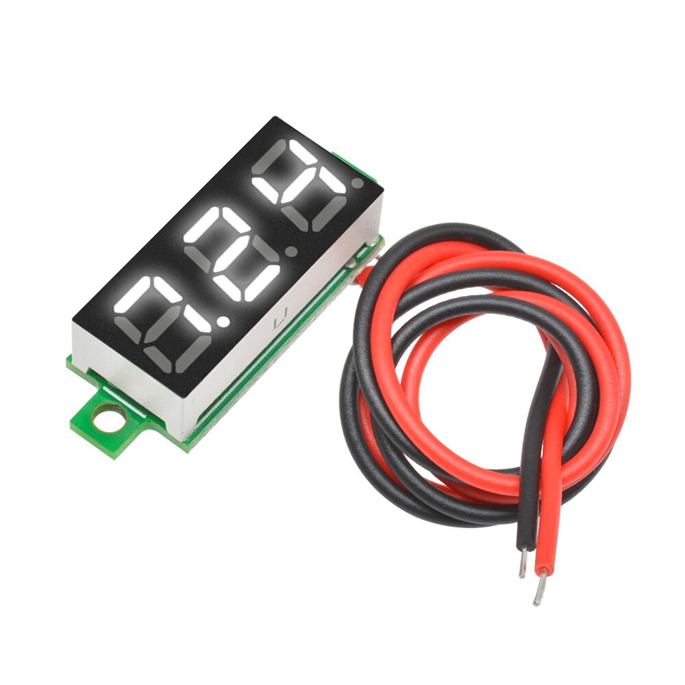 Dc 3.5-30v 2 leder 0.28 tommer mini digital spændingsmåler detektormåler led voltmeter panel voltmonitor tester til bil bil: Hvid