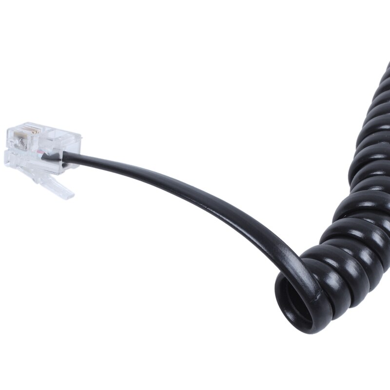 Replacement RJ9 4P4C Plug Coiled Stretchy Telephone Handsets Cable Line Black