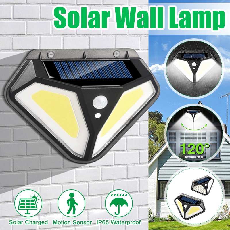 50 cob /102 led's zonne-led wandlamp met tweezijdige verlichting, bewegingssensor,  ip65 buitentuinpaden, straatverlichting 's nachts