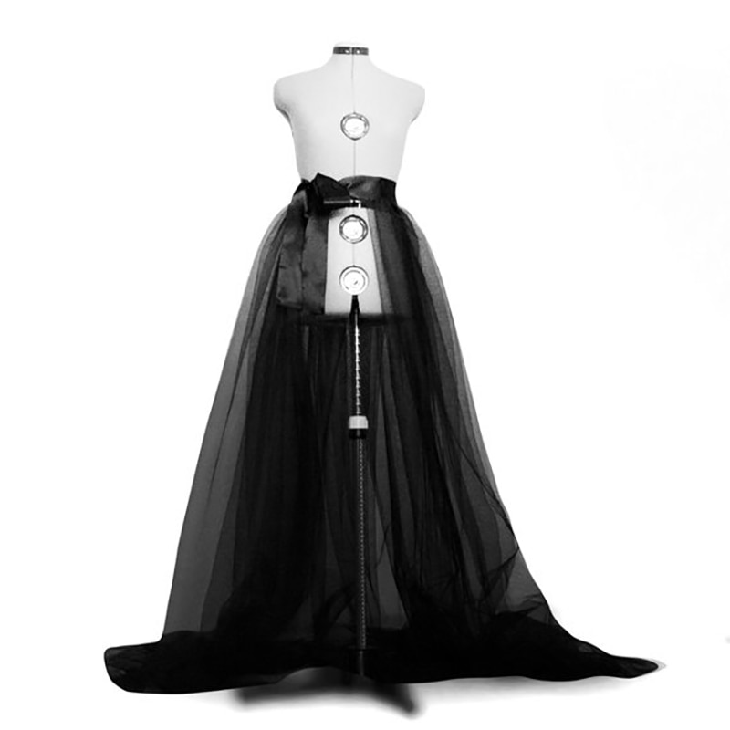 Falda para de boda larga tutú de tul transparente Línea A para mujer de princesa vendaje de malla Maxi faldas Negro Azul rojo blanco