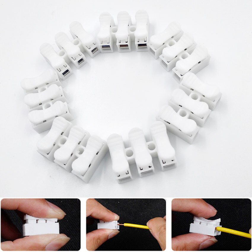20pcs/lot LED Strip Light Quick Wire Connecting CH-3 CH-2 Spring Wire Connectors Electrical Cable Clamp Terminal Block Connector