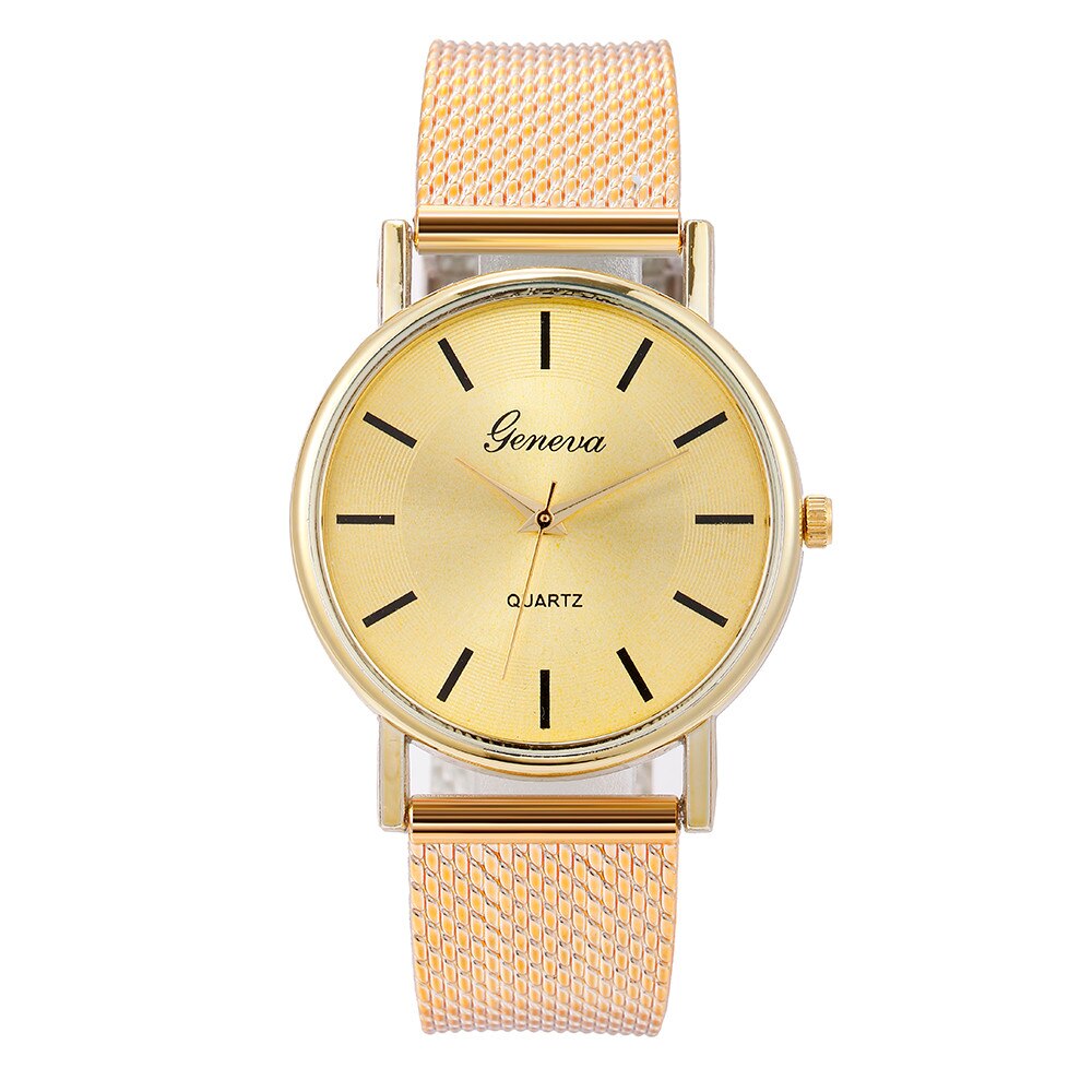 Grossiste nouvelle Montre à Quartz Femme haut de gamme verre bleu vie distingué Montre Femme Simple Montre de Reloj: Yellow