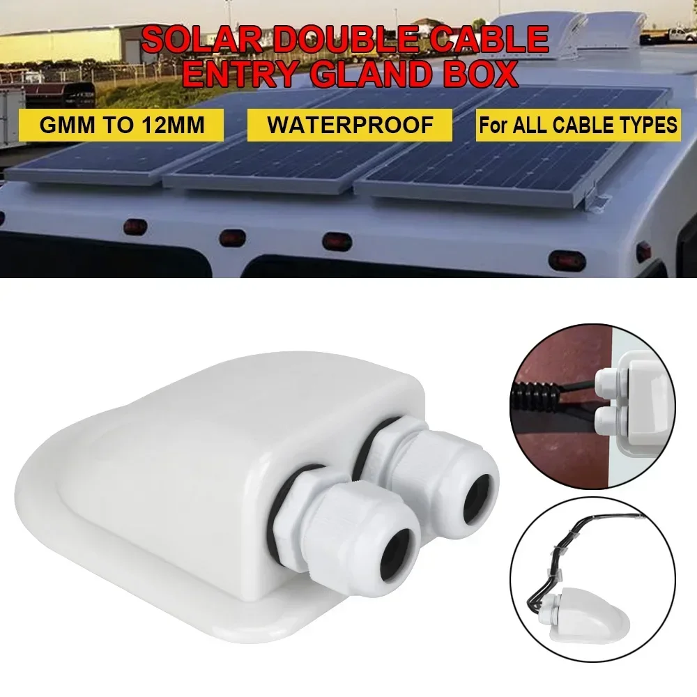 Caja de conexiones Solar para coche y caravana, caja de glándula de entrada de Cable, soporte de conector de Cable de entrada de techo, furgoneta de camper de doble orificio