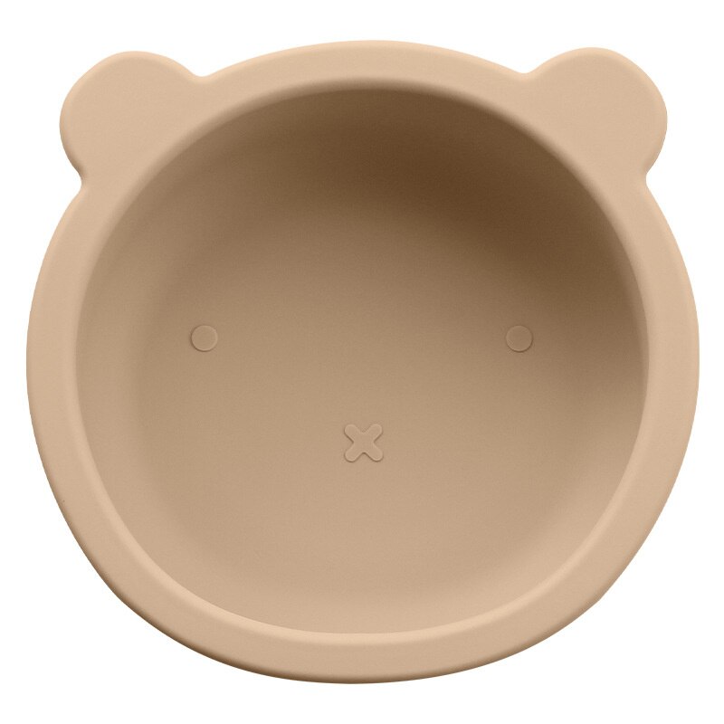 Suction Cup Baby Dishes BPA Free Silicone Baby Feeding Bowl Kids Tableware Non-Slip Infant Food Plate Kids Training Spoon Fork: Bowl-Coffee