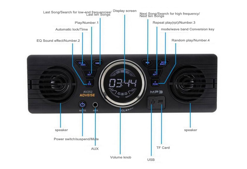 12V Car radio bluetooth Stereo bluetooth FM Radio MP3 Audio Player USB SD MMC Port Car radio bluetooth In-Dash one DIN size