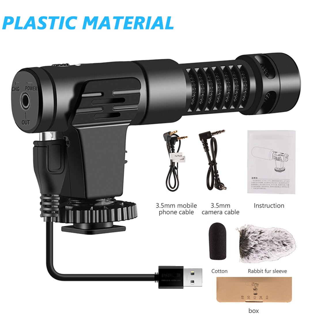 3.5mm Stereo Camera Microphone VLOG Photography Interview Digital Video Recording Microphone For phone Camera VLOG: Black Plastic
