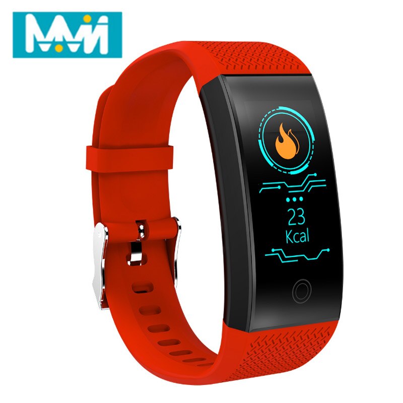 Qw18 smarta armband sport smart klocka sport steg hjärtfrekvens fitness tracker smart armband för män realtidsmätning smart: Röd