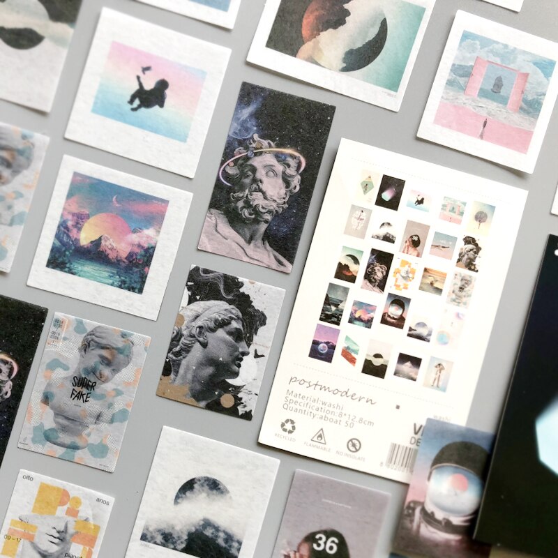 50 pcs/lot INS photo landscape Blockbuster stickers aesthetic Decorative Scrapbooking Material Sealing Stick Label Diary Album: 3