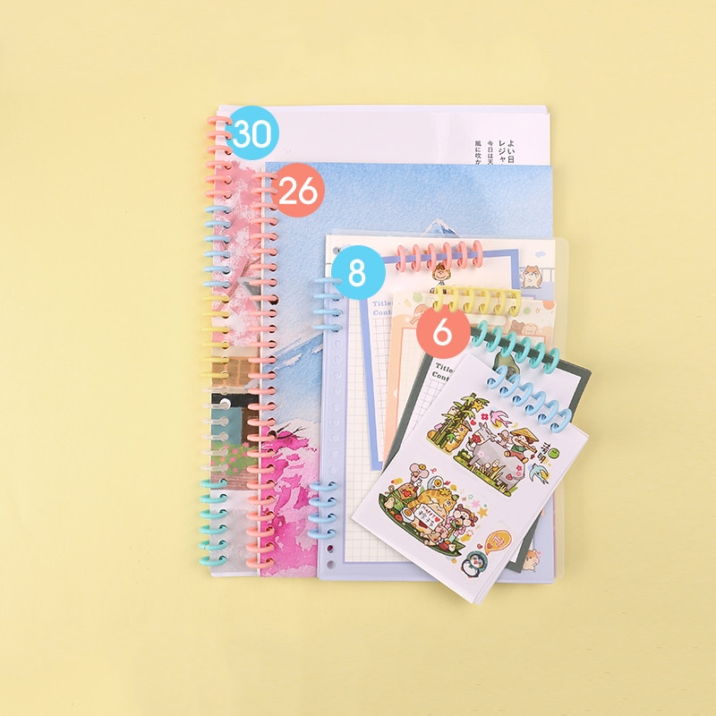 10pcs 12mm 30 26 Holes Plastic Binding Strip A4 Removable DIY Loose-Leaf Notebook Binder Ring Buckle Strips Office Supplies