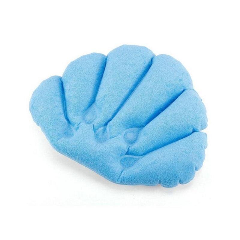 Opblaasbaar badkussen voor huishoudelijk gebruik, opblaasbaar badstof kussen, kleur willekeurig, kussenondersteuning nek, badwaaiervormig, zachte nek  k2 v 3