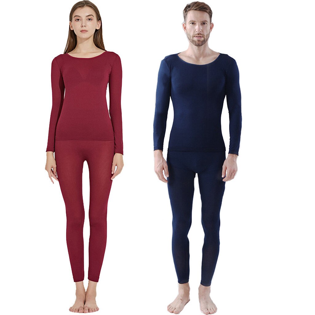 Couple Winter Thermal Underwear Seamless Elastic Underwear Set Inner Wear Underwear Couple (Top & Bottom) 3 Seconds Thermal: E