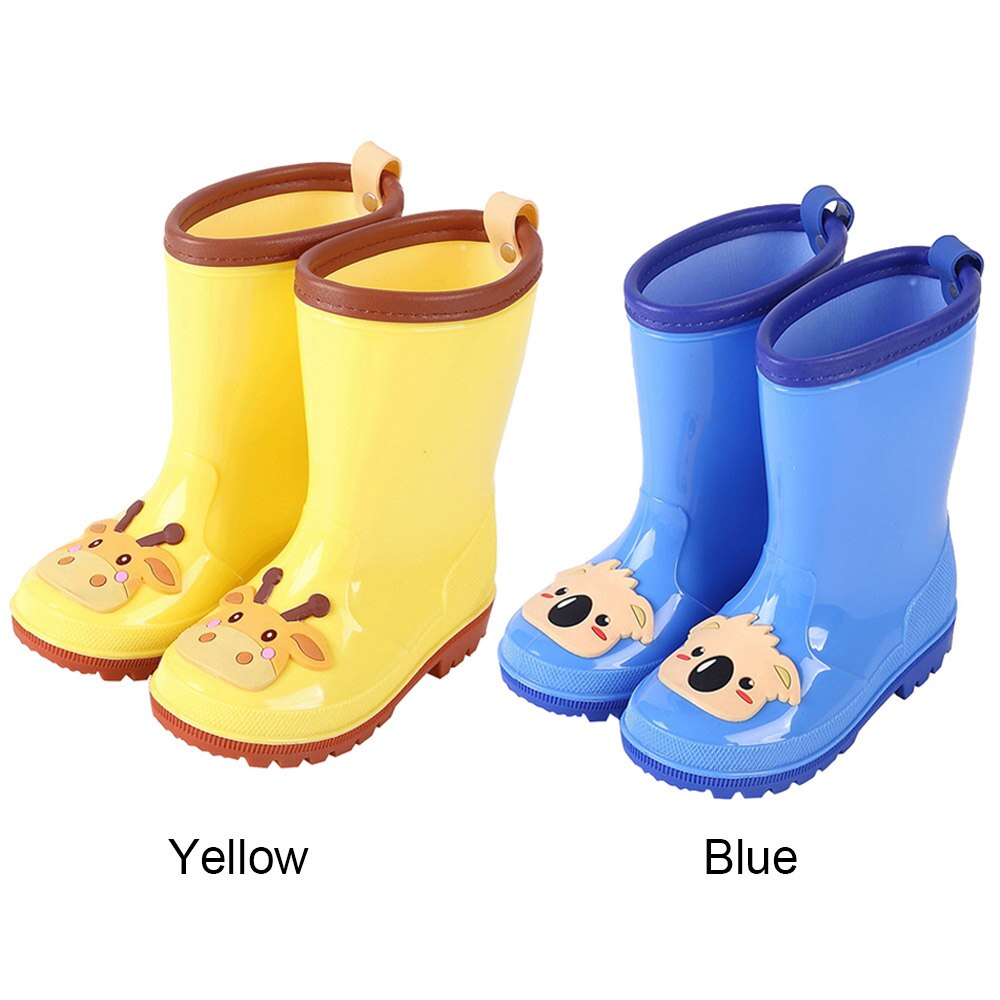 Kinderen Regen Laarzen Cartoon Pvc Regen Laarzen Waterdichte Pvc Antislip Schoenen Blueand Geel Cartoon Schoenen
