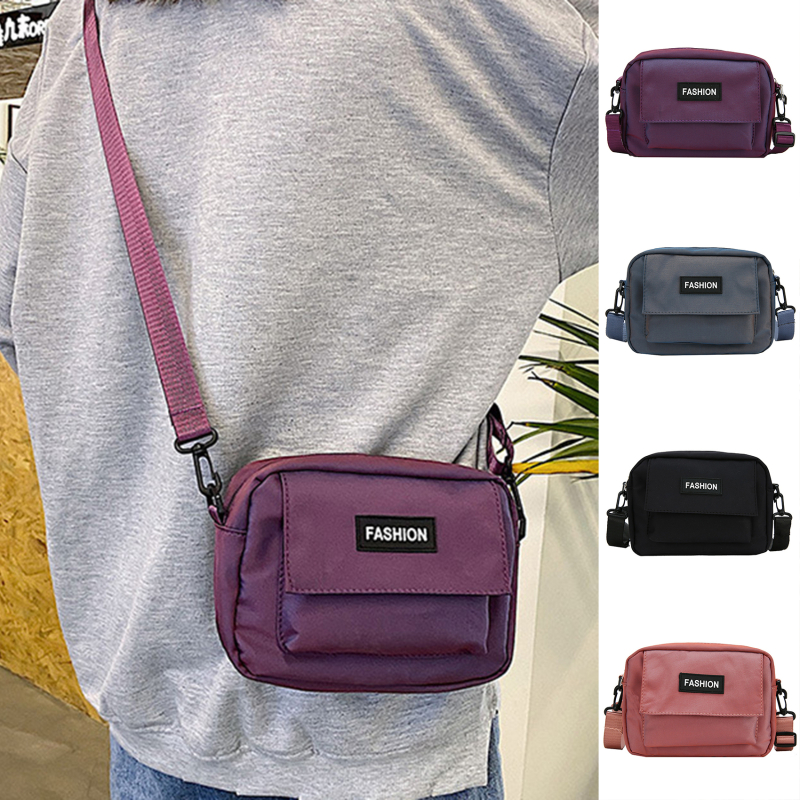 Borsa a tracolla Casual da donna in tinta unita borsa a tracolla in tessuto di Nylon borsa a tracolla per cellulare borsa cosmetica per cellulare