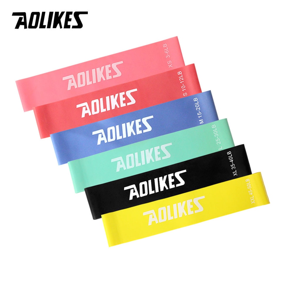 Aolikes 1 Pcs 6 Kleuren Elastische Resistance Bands Workout Rubber Loop Voor Fitness Gym Krachttraining Elastische Bands