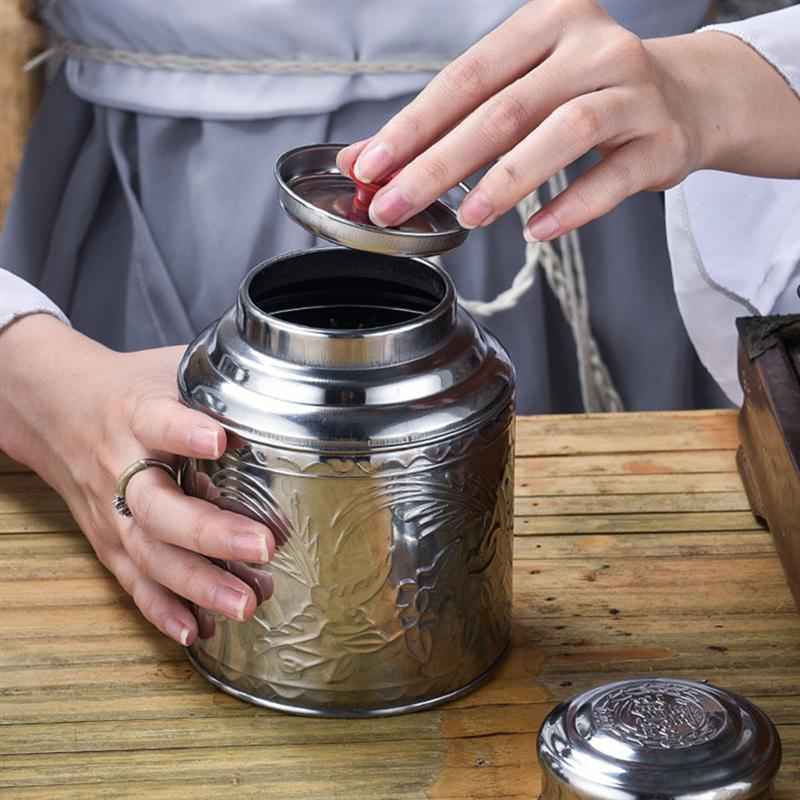 Stainless Steel Tea Canister Airtight Sealed Storage Jar Vacuum Grain Cereals Can Coffee Flour Milk Powder Sugar Tea Container