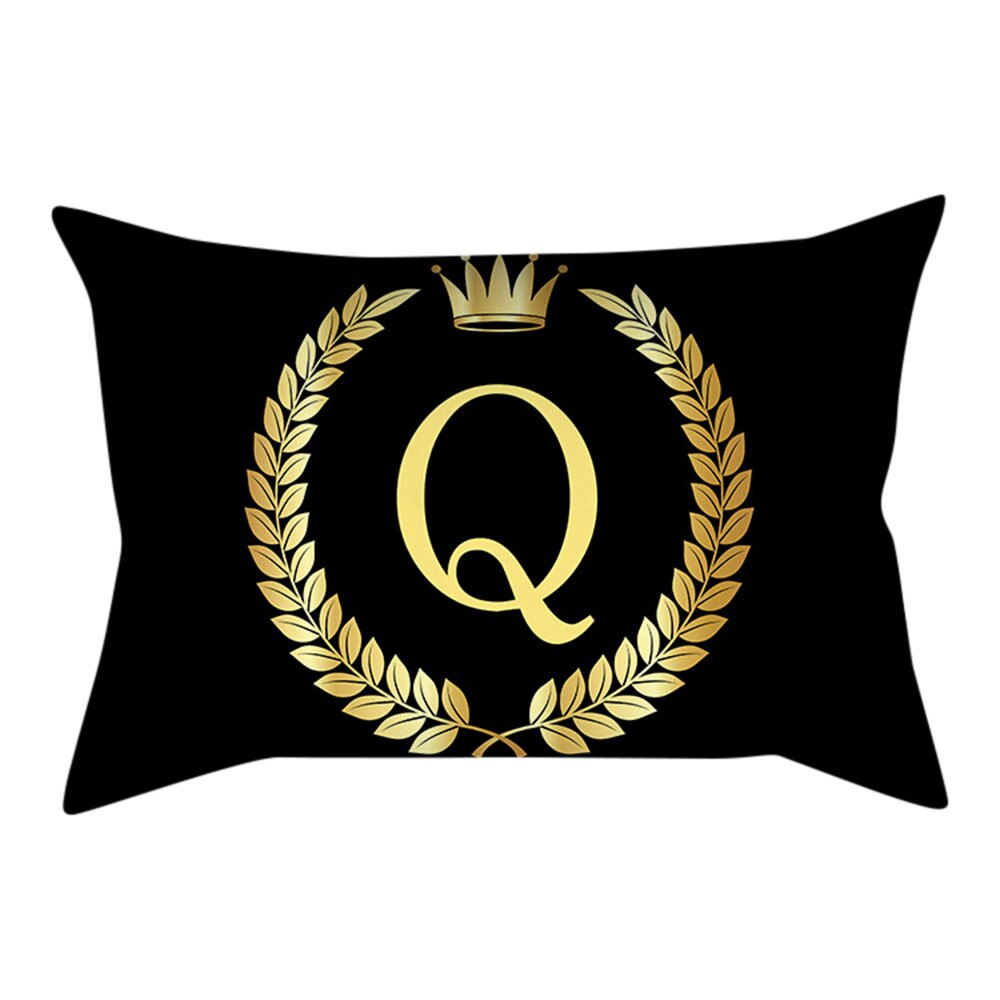 Or noir lettre taie d'oreiller oreillers décoratifs pour canapé housse de coussin taie d'oreiller pour la décoration intérieure Cojines Decorativos Para Sofá: L