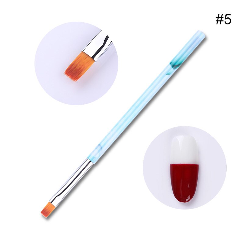 Marmorhandtag nagelkonst akrylborste uv gel liner ritpenna blomma carving måla penslar nail liner diy nail art verktyg