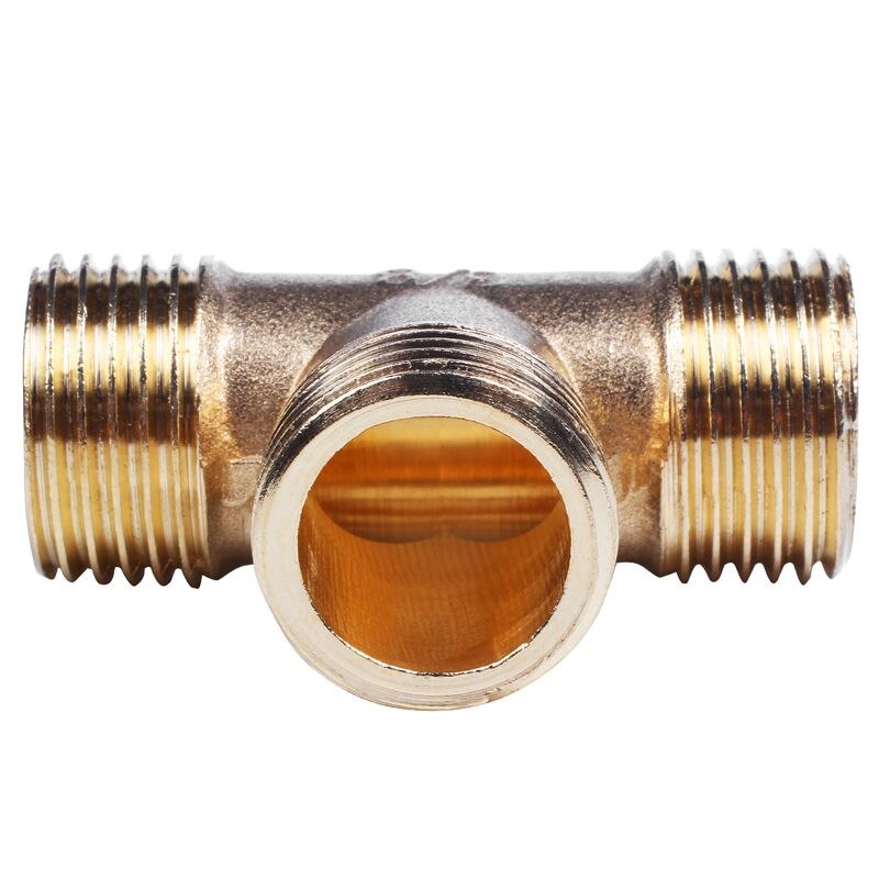 Brass T Shape Water Fuel Pipe Equal Male Tee Adapter Connector 1/2" Thread