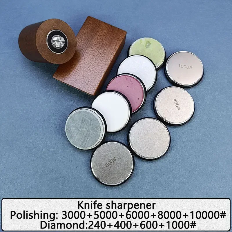 Diamant Slijpsteen Magnetische Rolling Messenslijper Houten Keuken Slijpsysteem 15-20 Graden Hoek Roller Accessoire: Chocolade