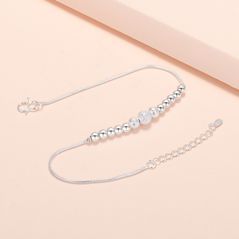 Ball Perle Armbinde Schüler matt Überzogene Übertragen Glück Schmuck Sterling 925 Silber Hand Kette Charme