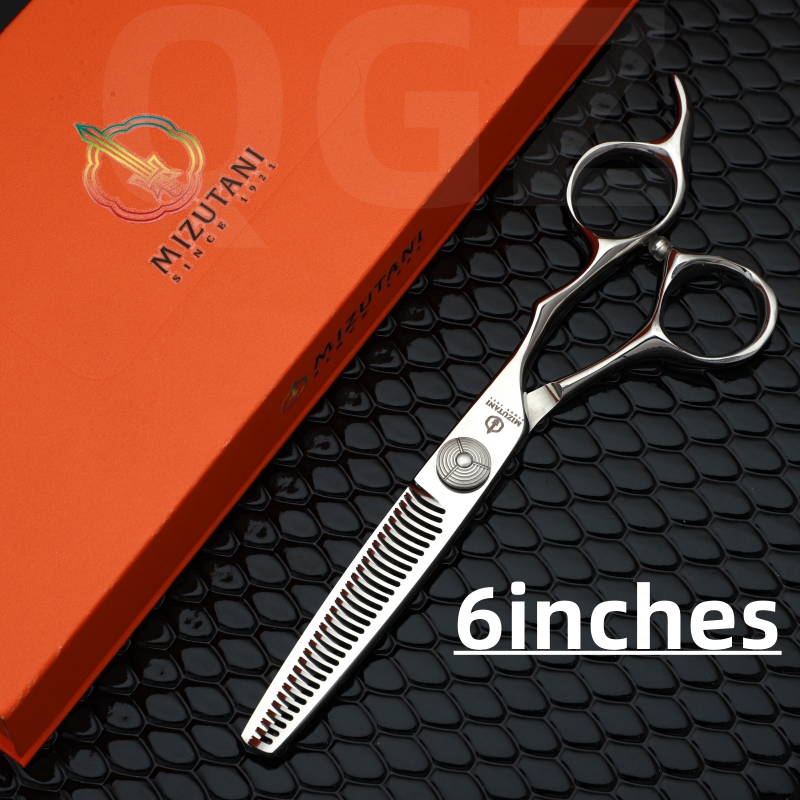 Tijeras de corte de pelo profesionales, juego de tijeras de dientes de adelgazamiento sin rastro, corte plano VG10, 6,0-7,0 pulgadas, peluquero: Azul