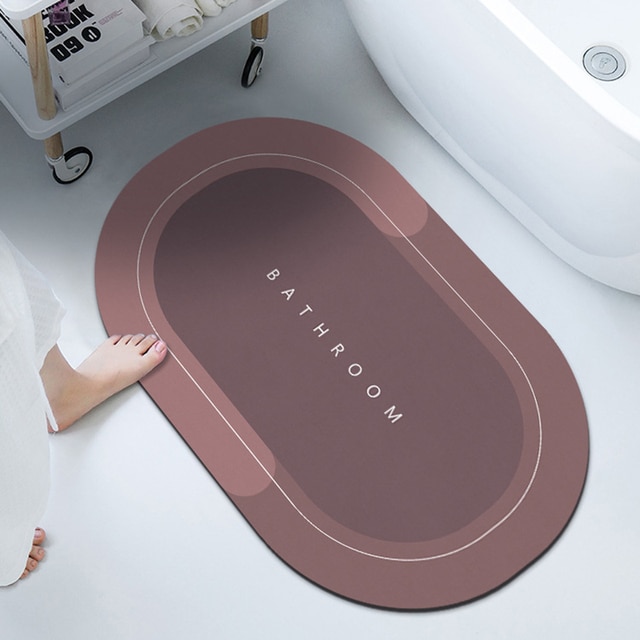 Diatom Cushion Instant Dry Bathroom Mat Quick Drying Carpet Strong Water Absorption Moisture-proof Toilet Floor Non-Slip Rug: Red-Oval