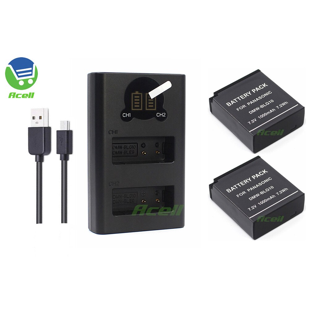 DMW-BLG10 Battery + LCD USB Dual Charger for Panasonic DC-G100 DC-ZS200 DMC-LX100 DMC-ZS60 Camera Replace DMW-BLE9 DMW-BLG10E