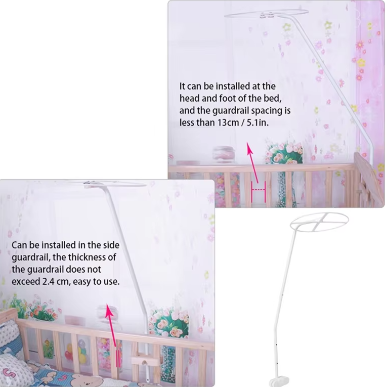 Kinderbett-Überdachung, Moskitonetz-Ständer, Halter-Set, verstellbar, zum Aufstecken, für Kinderbett-Überdachung, Halter, Rack, Moskitonetz-Zubehör, 0, 12 Monate