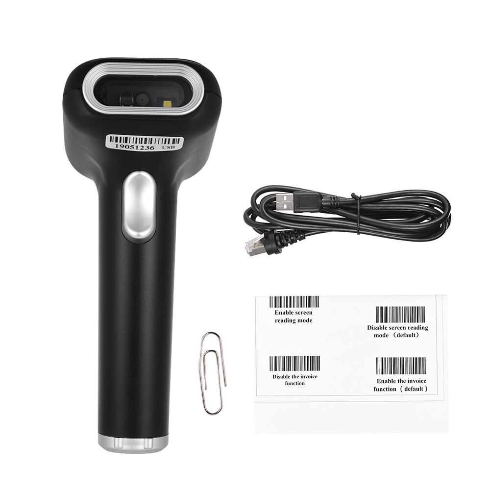 Handheld Usb Wired Cmos Barcode Scanner 1D 2D Qr PDF417 Data Matrix Barcode Scanner Met Usb Kabel Voor Mobiele betaling