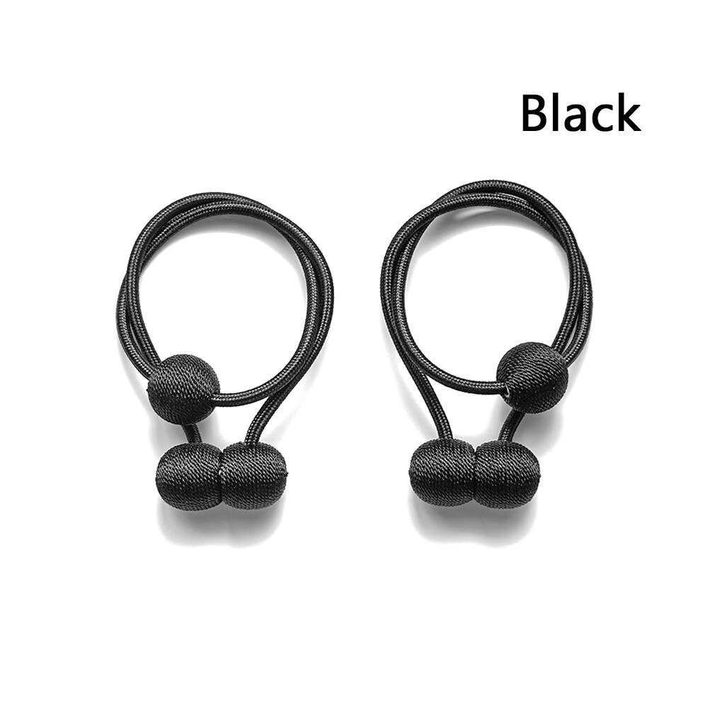 2 pezzi tiranti per tende magnetici forte magnetico casa multicolori holdback tenda cravatta fibbia clip senza punzonatura cinghie decorazioni fai da te: A-black