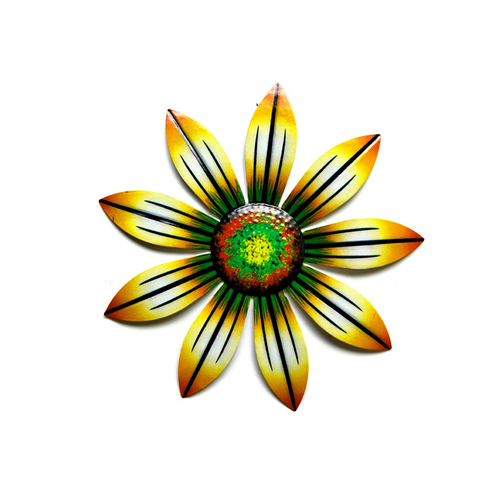 Metal Flower Wall Decor Rustic Floral Wall Art Sculpture for Home Garden Porch Patio Decoration: YELLOW