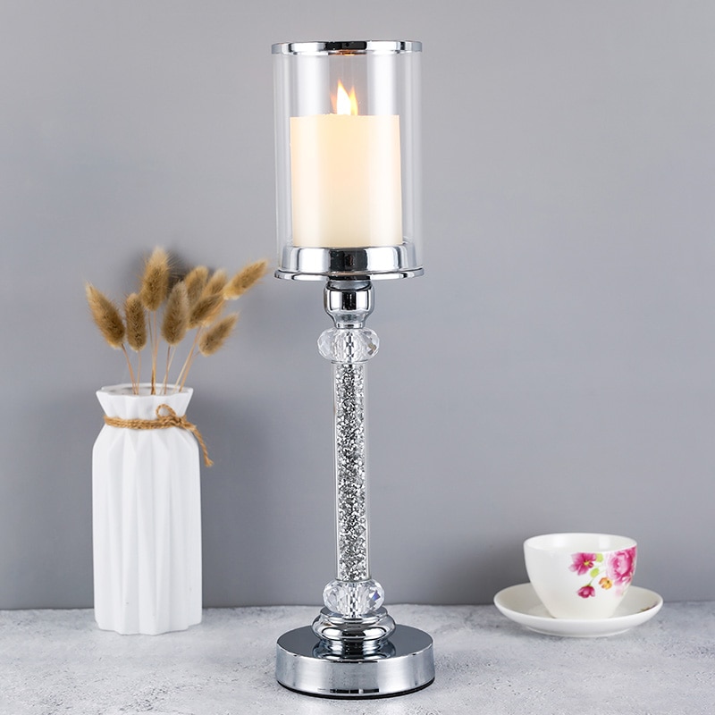 Europese stijl metalen kristallen diamant kandelaar kaarsenhouder salontafel bruiloft kerst halloween met deksel  ch137