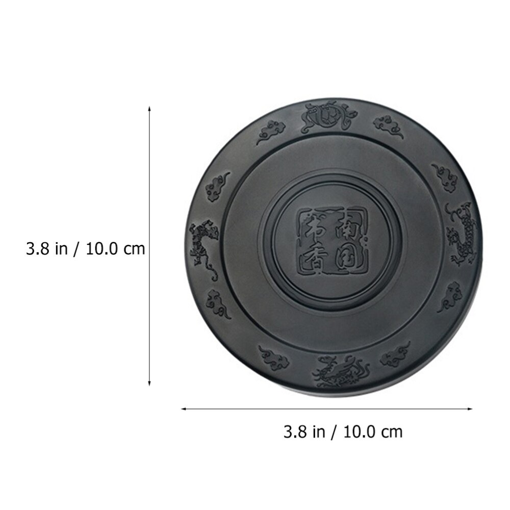 Practical Calligraphy Inkstone Tai Ji Shape Inkslab Round Inkstone with Lid
