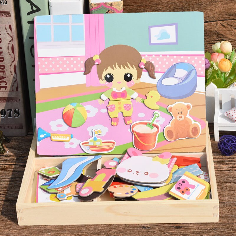 Children 3D Magnetic Puzzle Magnetic sticker Toys Cartoon Animals Traffic Puzzles Tangram Kids Educational Toy for Children