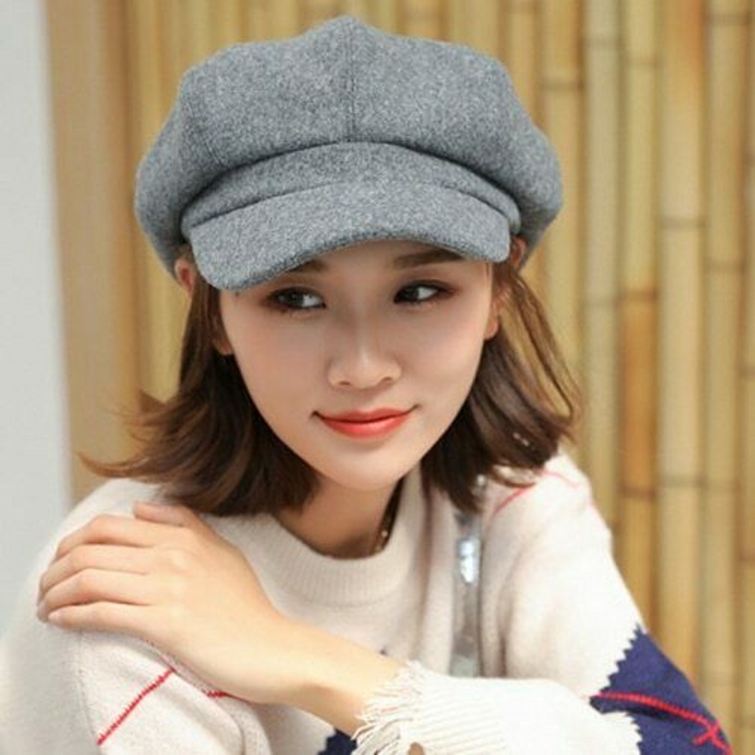 Newsboy Caps for Women Gatsby Cap Woolen Octagonal Baker Peaked Beret Driving Hat Female Sunscreen Hats Painter Tour Cap