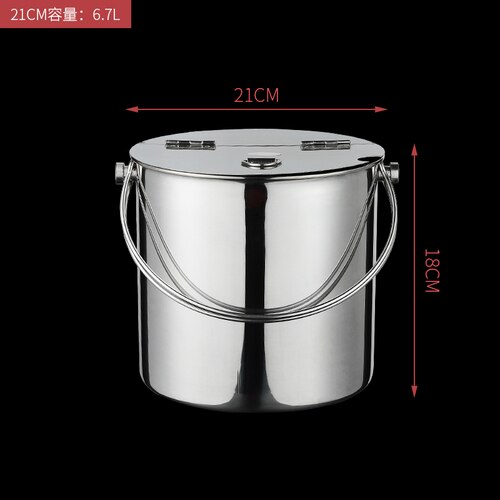Thickened Stainless Steel Clamshell Sugar Buckets,With Lid Portable Ice Buckets,Milk Tea Shop Cold Drink,Wine Coolers Chillers: 6.7L