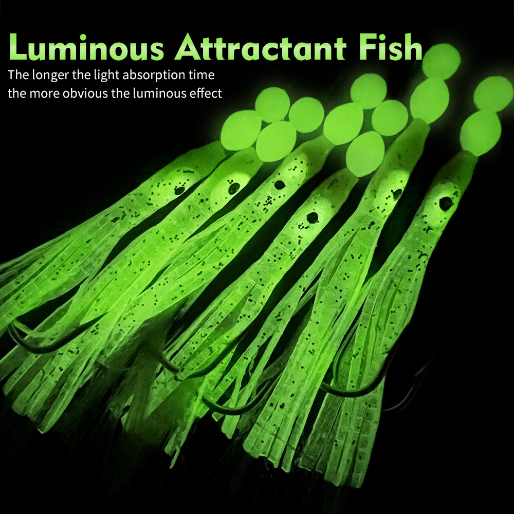 6 unids/set luminoso grupo suave señuelo Anguila Sabiki Rigs ganchos de cuerda señuelo peces Saury calamar caballa Scad aparejos de pesca de agua salada