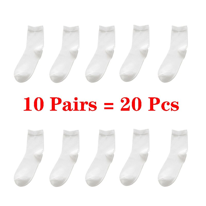 10 par= 20 stk business casual bomuld hvide sokker mænd forår efterår vinter ensfarvede crew sokker mandlige åndbare strømper meias: 9