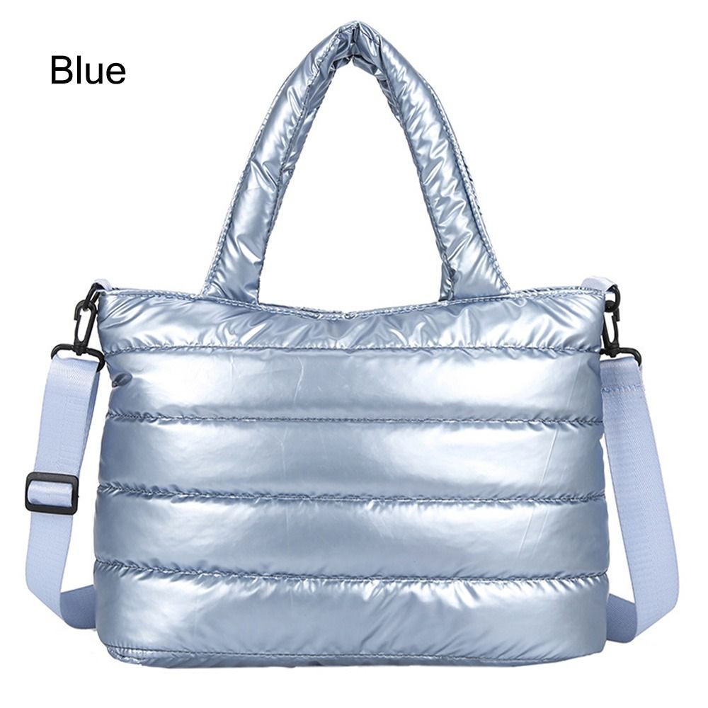 Puffer-taske til kvinder, quiltet, puffy håndtaske, letvægts, polstret skuldertaske med dunpolstring, crossbody-håndtaske med dunpolstring: Blå
