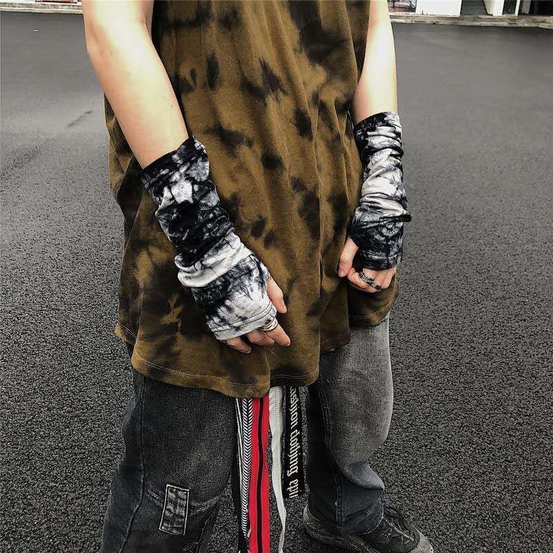NiceMix gants fins gothiques unisexes | Gants Punk gothiques sans doigts, gants pour femmes et hommes Sport Ninja longueur coude, gants frais chauffe-bras