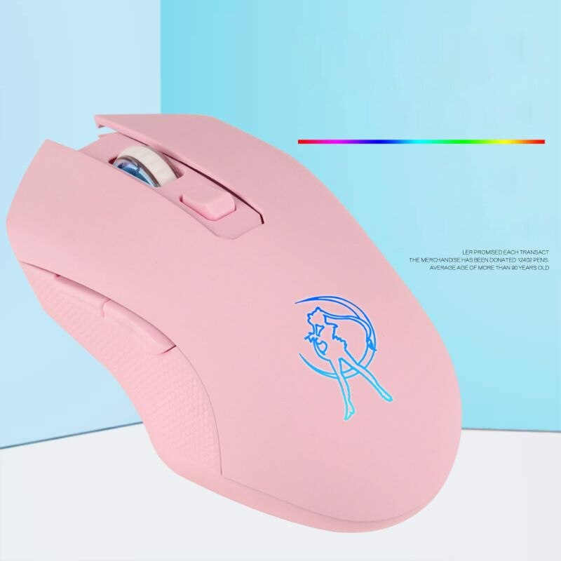Pink Silent LED Optical Game Mice 1600DPI 2.4G USB Wireless Mouse for PC Laptop