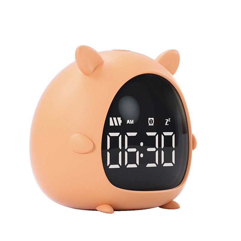 Reloj despertador Digital Led para niños, dispositivo con carga Usb, Control de voz, con dibujos animados, para estudiantes: Naranja