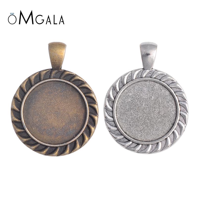 10pcs 20mm Inner Size Antique Silver Plated And Bronze Simple Style Cabochon Base Setting Charms Pendant