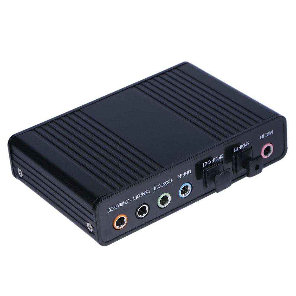 Tarjeta de sonido de Audio óptico externo USB, 6 CANALES, 5,1, para Notebook, PC, portátil,: Black
