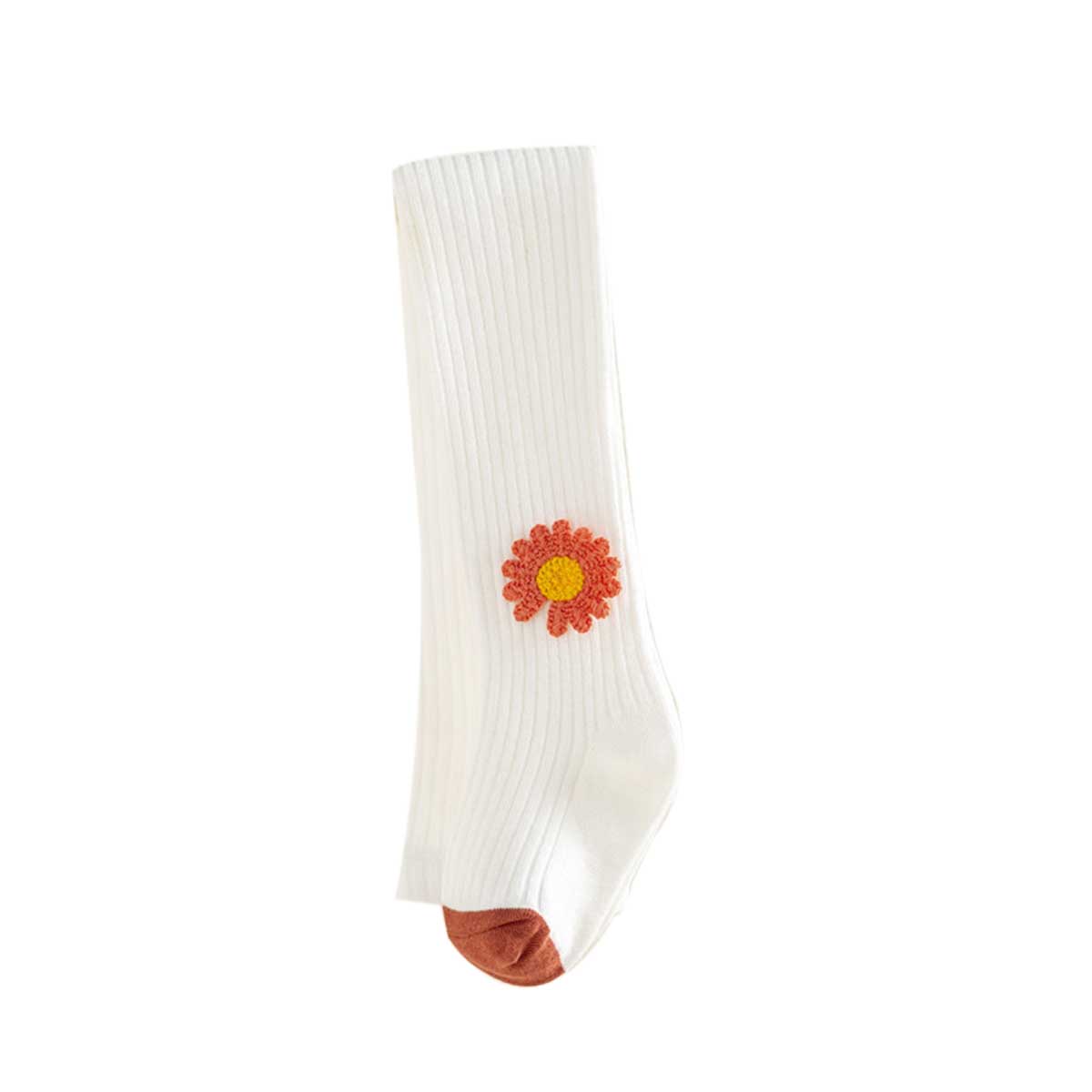 Baby Meisjes Knit Panty Winter Zacht Katoen Stretch Warm Leggings Peuter Warm Kousen Broek Daisy Bloem Panty: WHITE / 1-2T
