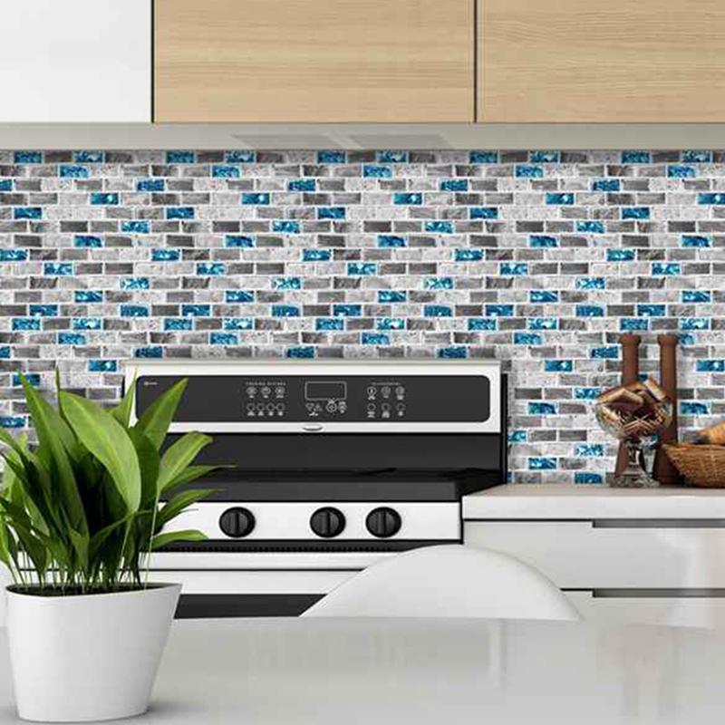 Kitchen Backsplash Self-Adhesive Textured Tile Stick On Vinyl Tiles Decorative Wall Tile For Kitchen Bathroom Laundry