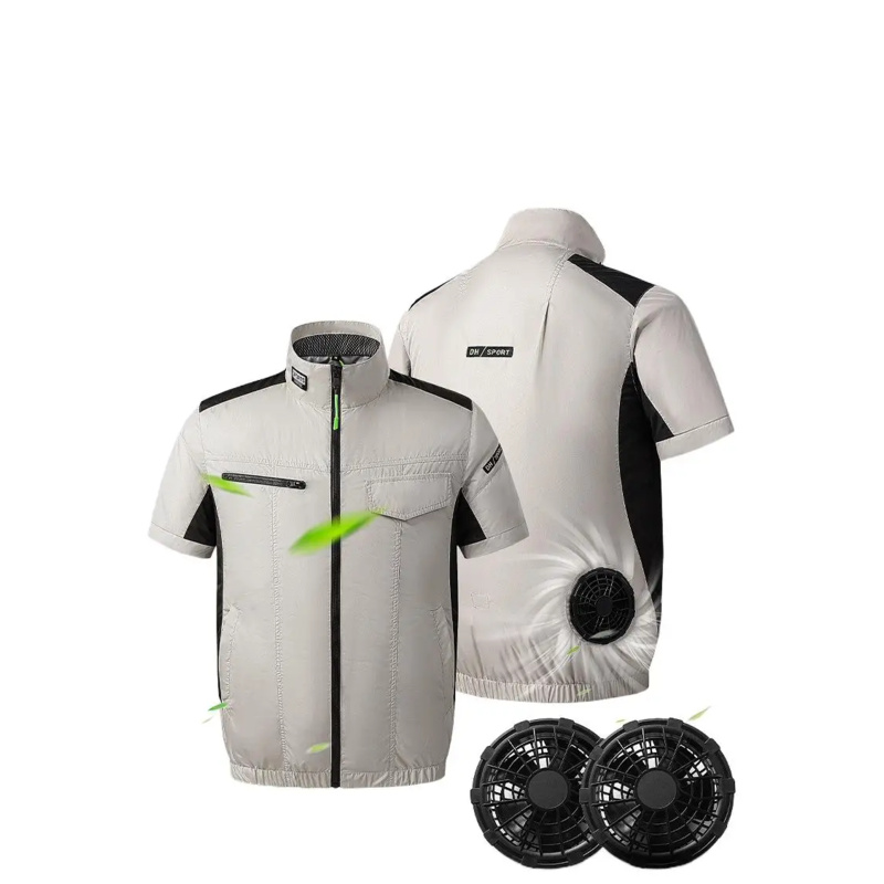 Zomerse, slimme, verkoelende kleding met airconditioning, korte mouwen, grote ventilator, werkkleding voor buiten