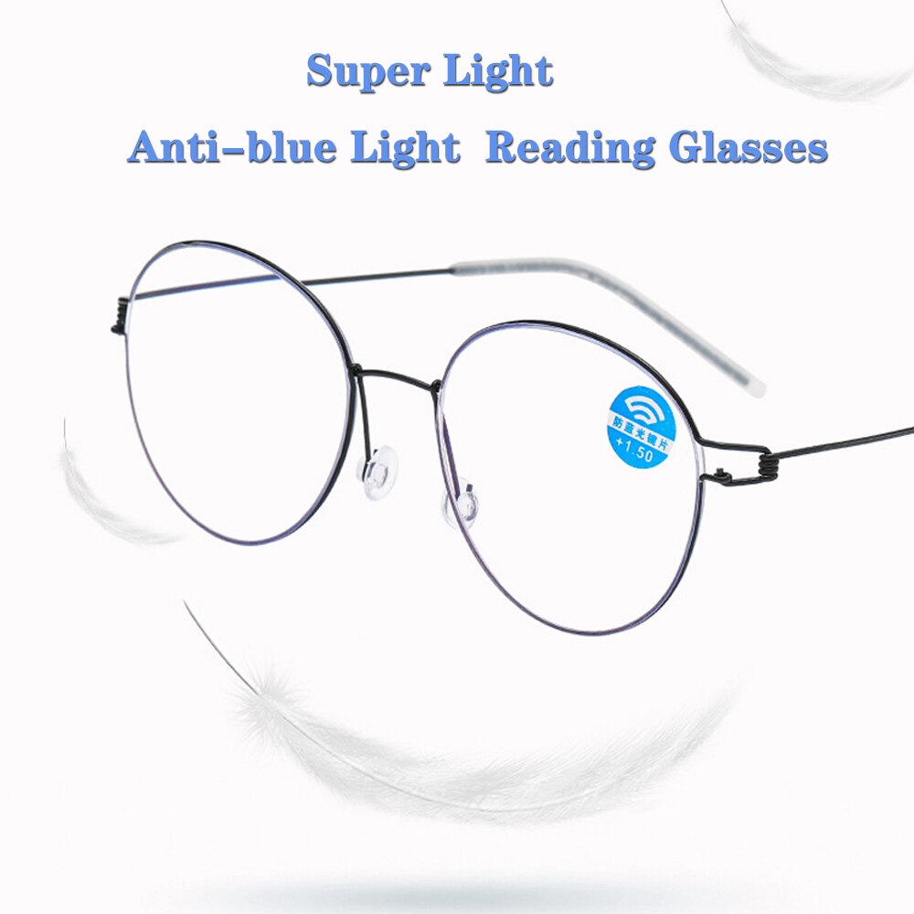 Lunettes de lecture rondes ultra-légères, Anti-lumière bleue, pour hommes et femmes, métal, presbytes, hypermétropie, lecteurs d&#39;ordinateur