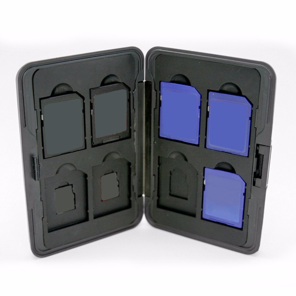 Draagbare Geheugenkaart Storage Box Case Houder Zilver Plastic 16 Slots (8 + 8) voor Micro Sd Sd/Sdhc/Sdxc Geheugenkaart Opslag