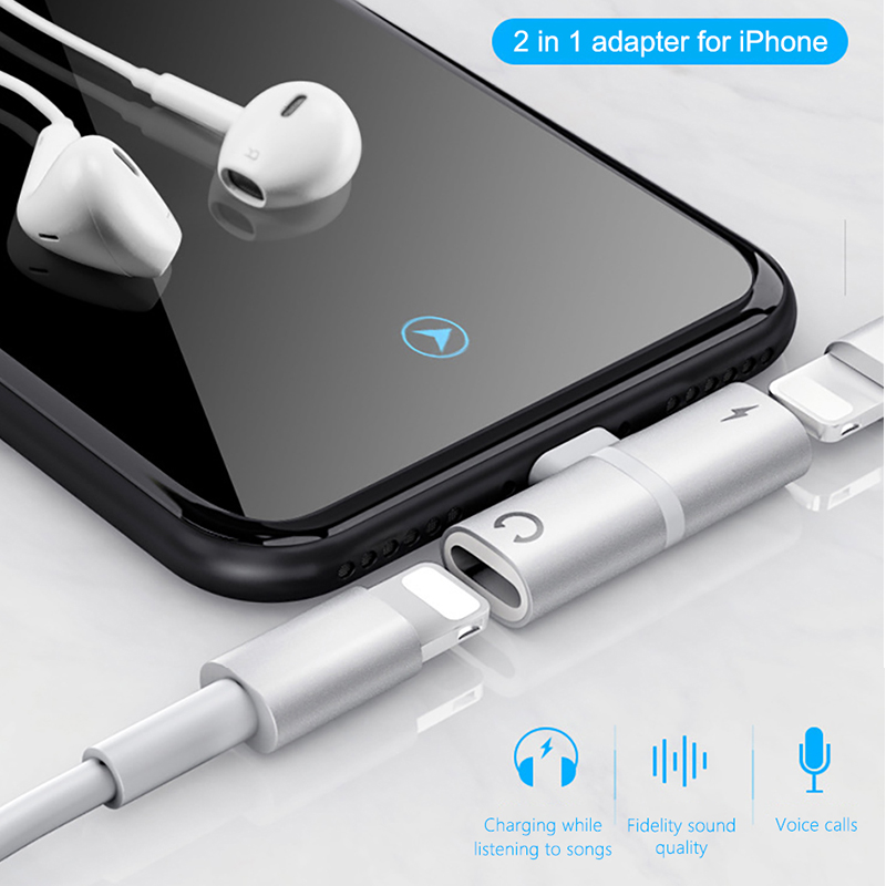 ¡! ACCEZZ-Adaptador de Audio para móvil, divisor de conector de Audio 2 en 1 para cargador de llamadas, para iphone 7, 8 Plus, X, XS, MAX, XR, IOS, 10, 11, 12